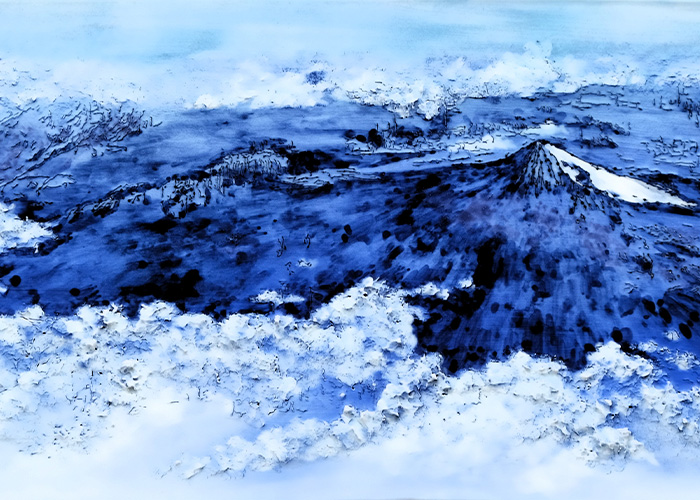 辻拓眞 線刻陶額『雲海の富士』