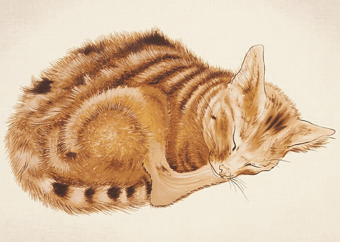 年末年始絵画バザール 藤田嗣治「眠る猫」シルクスクリーン