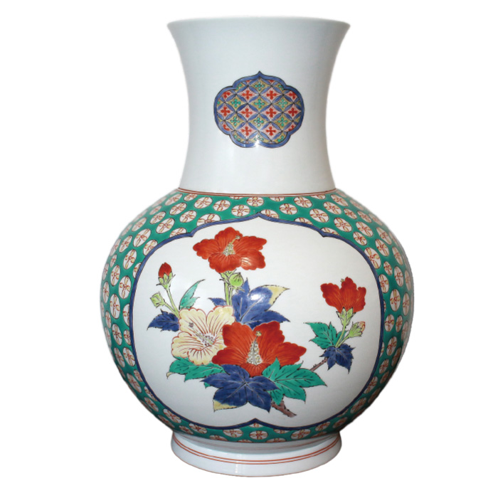 十四代 酒井田柿右衛門 濁手三方割花文花瓶 第6回人間国宝陶芸展　松菱百貨店