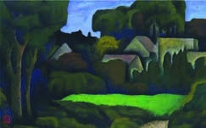 高山辰雄「緑映」　松菱百貨店