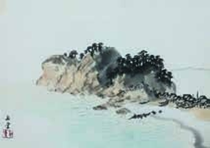 川合玉堂「漁村朝晴」　松菱百貨店