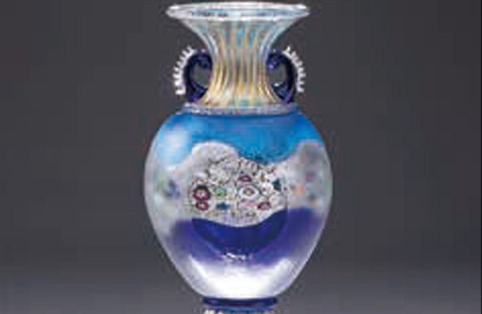 二代 黒木国昭 花器 金・プラチナ象嵌「花琳」〜金魚〜　松菱百貨店